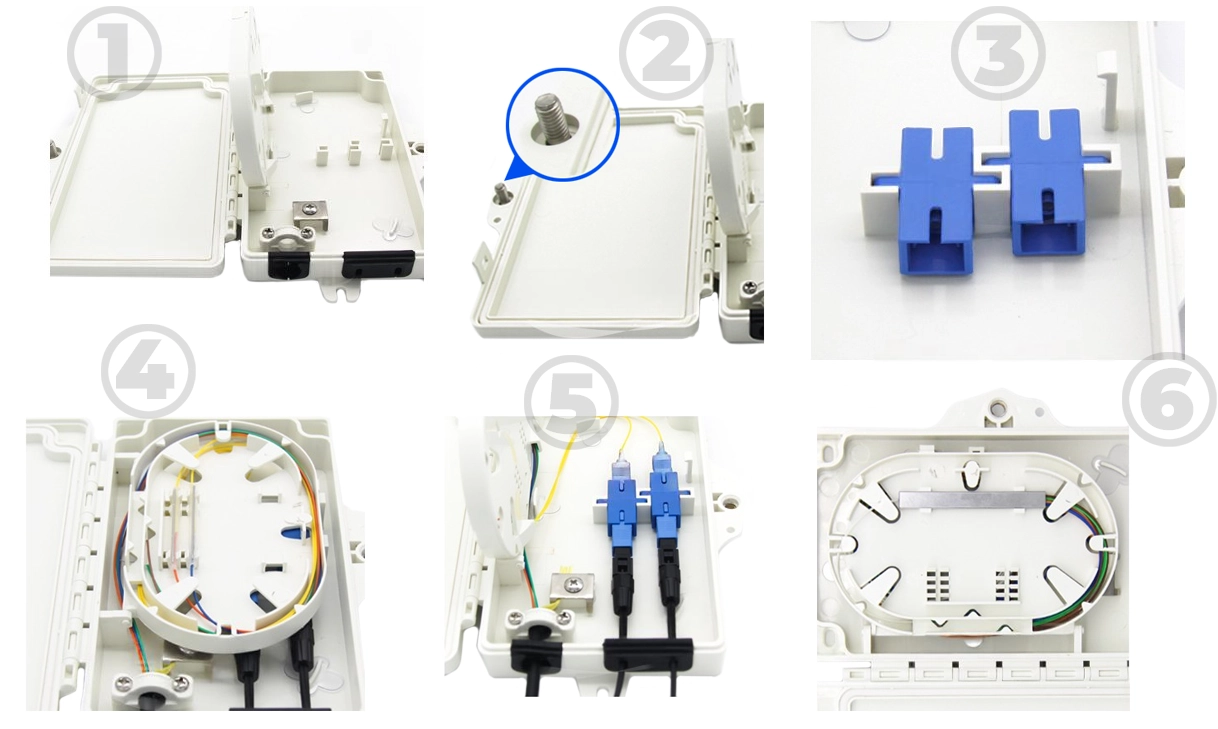 FTTH розподільний бокс на 2 волокна, 1 вхід 2 виходи